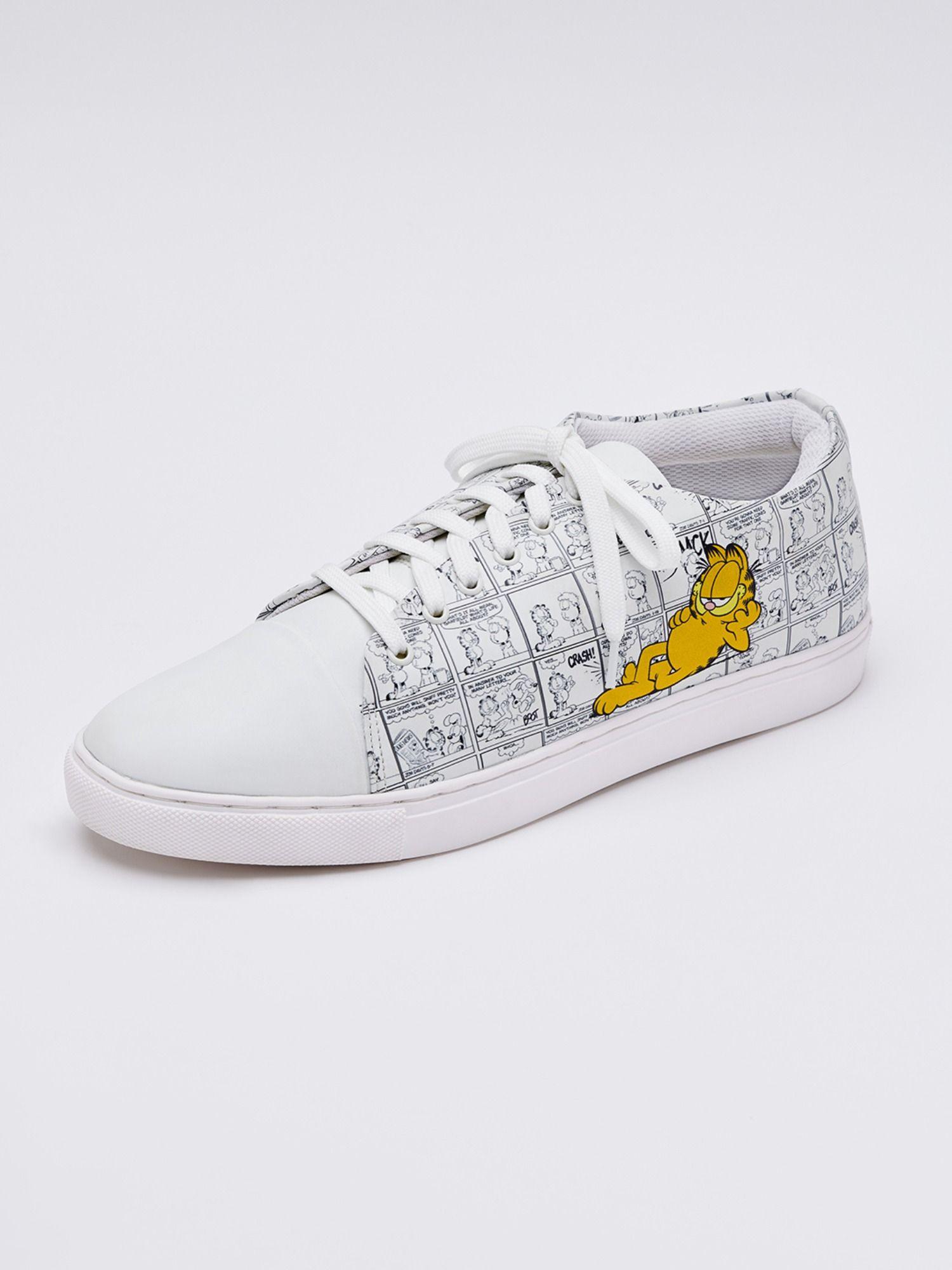 garfield: just chilling men lace up shoes white aop character print