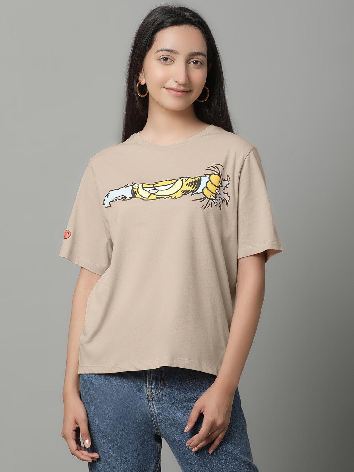 garfield printed relaxed fit t-shirt for women