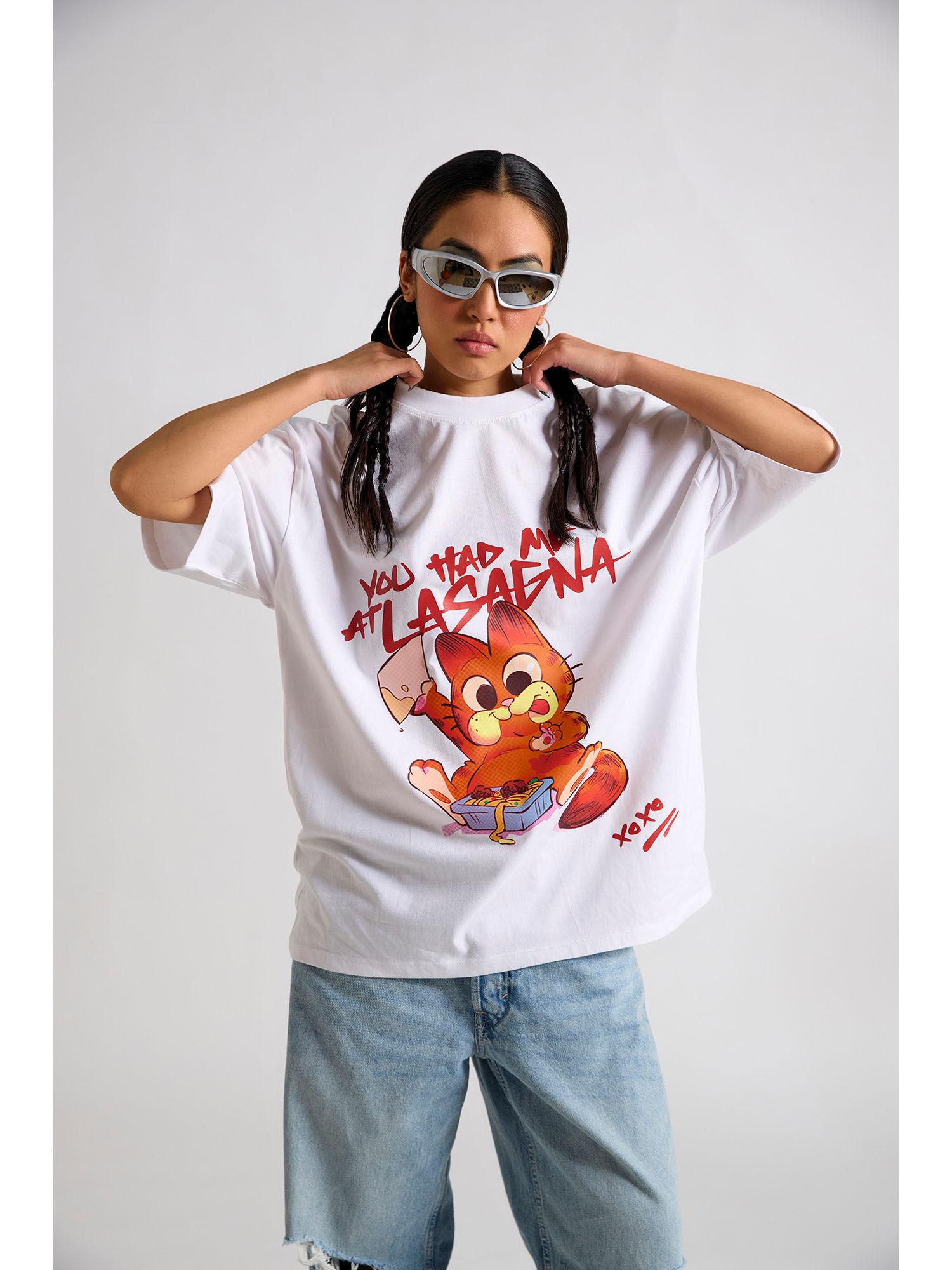 garfield you had me lasagna oversized t-shirt