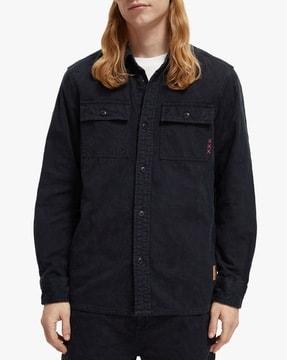 garment-dyed jacquard overshirt