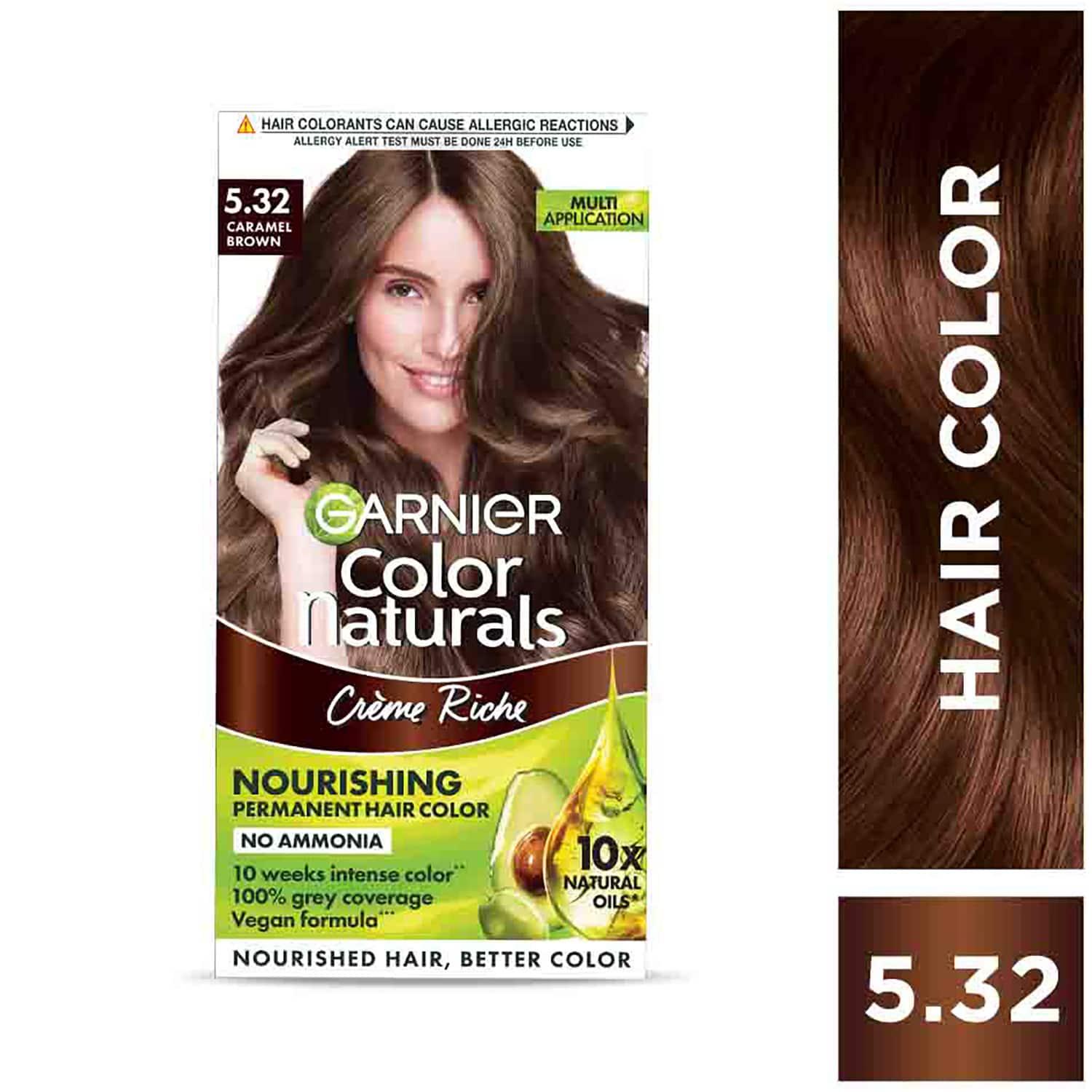 garnier color naturals creme hair color - shade 5.32 caramel brown (70ml + 60g)