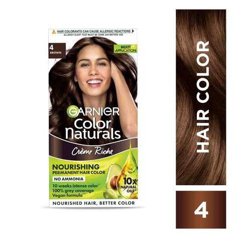 garnier colour naturals natural cream nourishing permanent hair colour brown 4 (70 ml + 40 g)