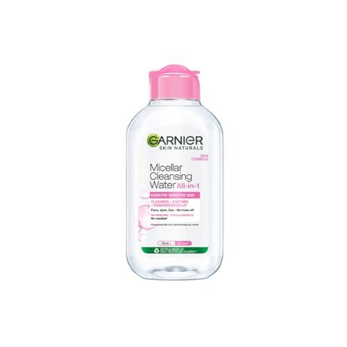 garnier micellar cleansing water - gentle cleanser & make up remover for everyday use - suitable for sensitive skin, dermatologically tested, vegan, for men & women, remove 100% dirt, pollution, 125ml