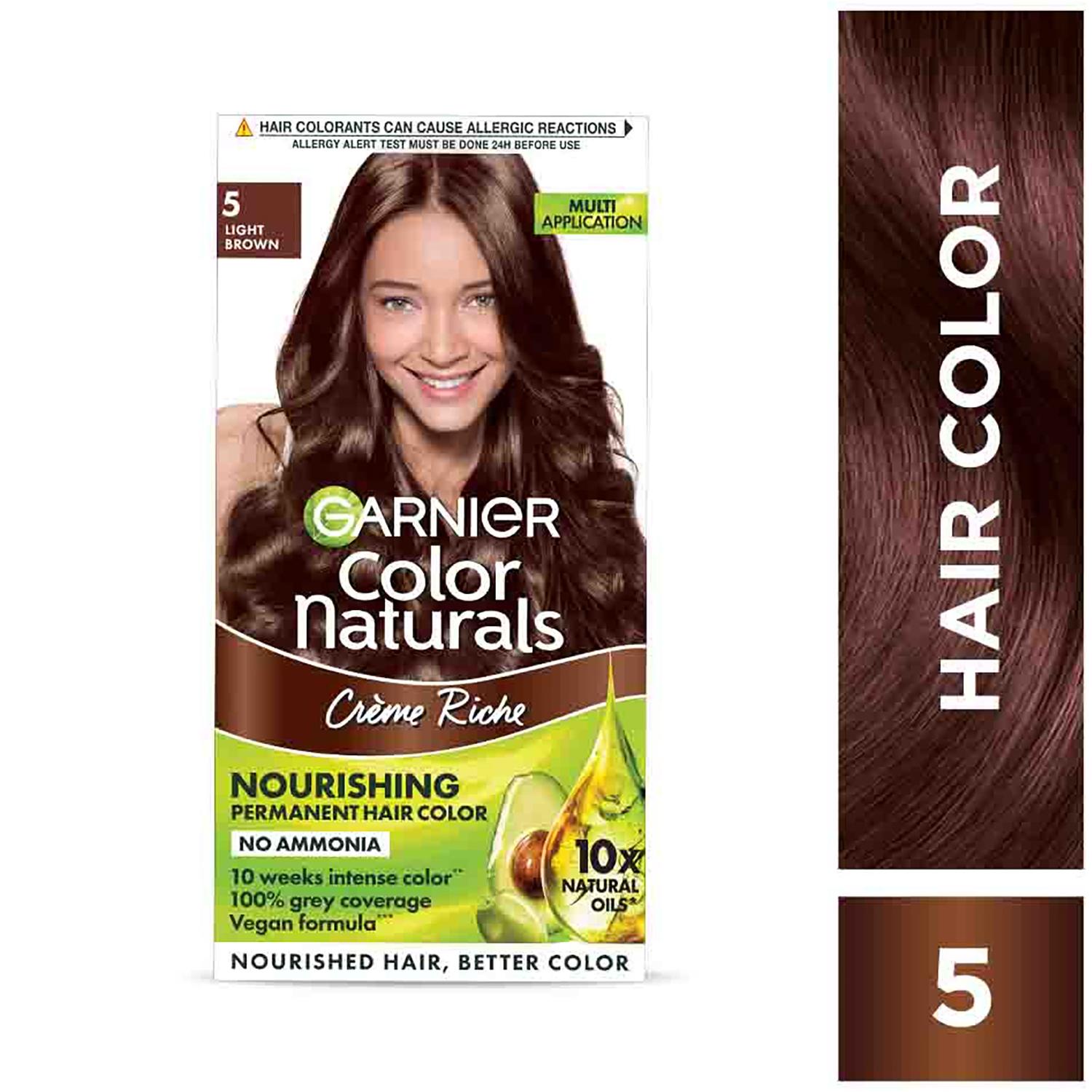garnier naturals creme hair color - 5 light brown (70ml + 60g)