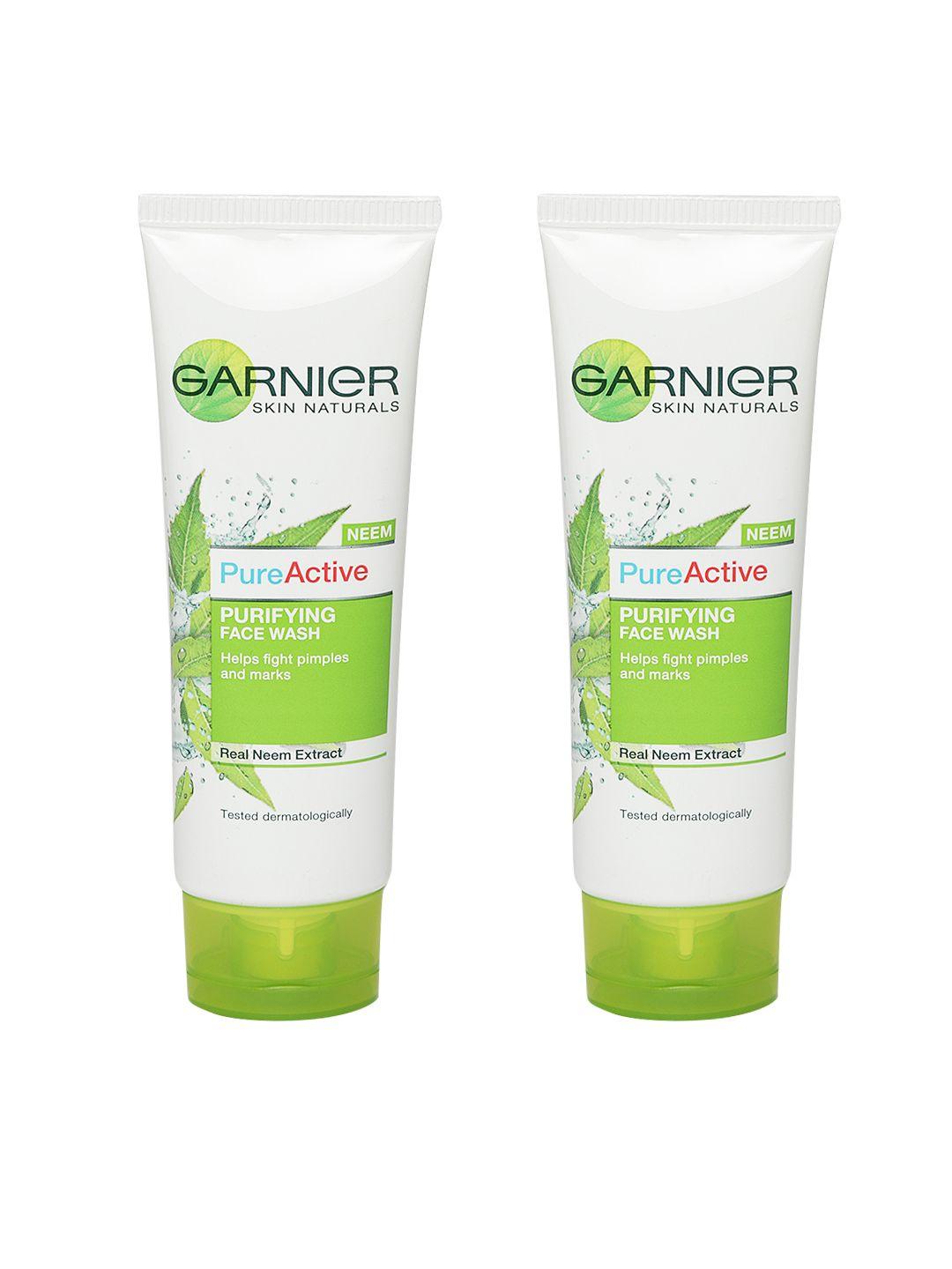 garnier set of 2 skin naturals pure active real neem extract purifying face washes
