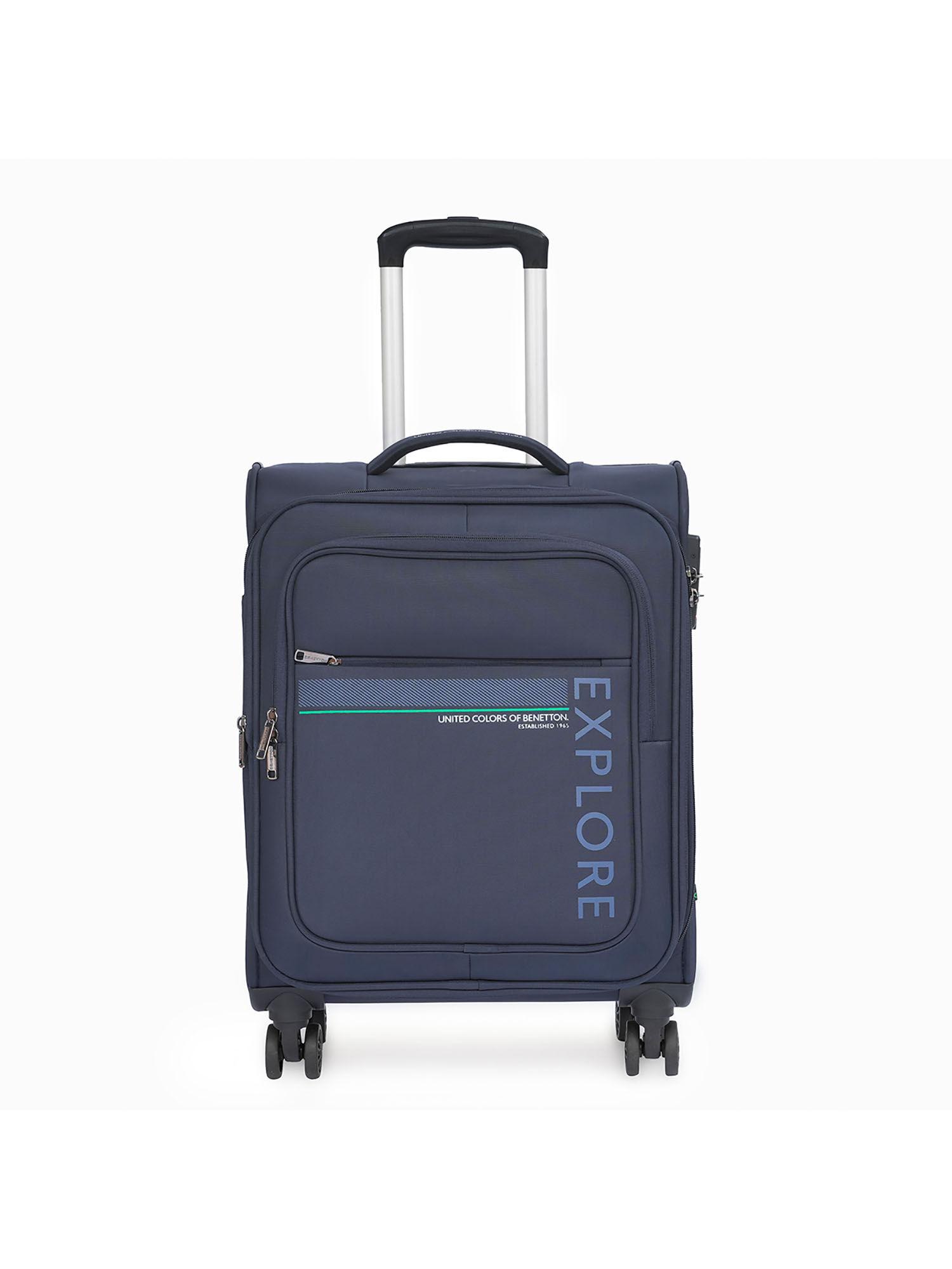garret unisex polyester soft luggage navy blue, 58 cm trolley bag