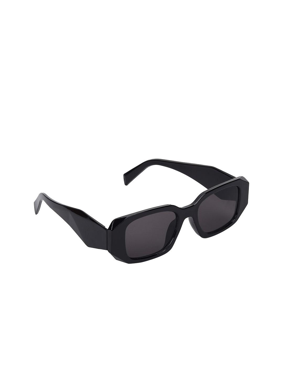 garth unisex black lens & black rectangle sunglasses with uv protected lens