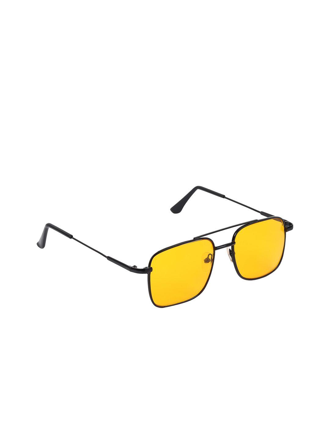 garth unisex yellow lens & black square sunglasses with uv protected lens