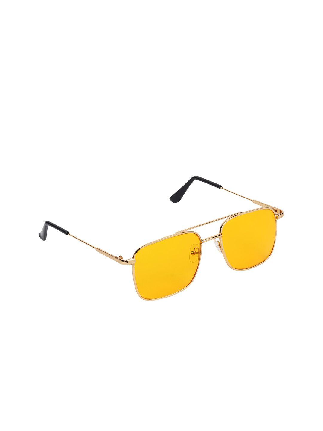 garth unisex yellow lens & gold-toned square sunglasses with uv protected lens