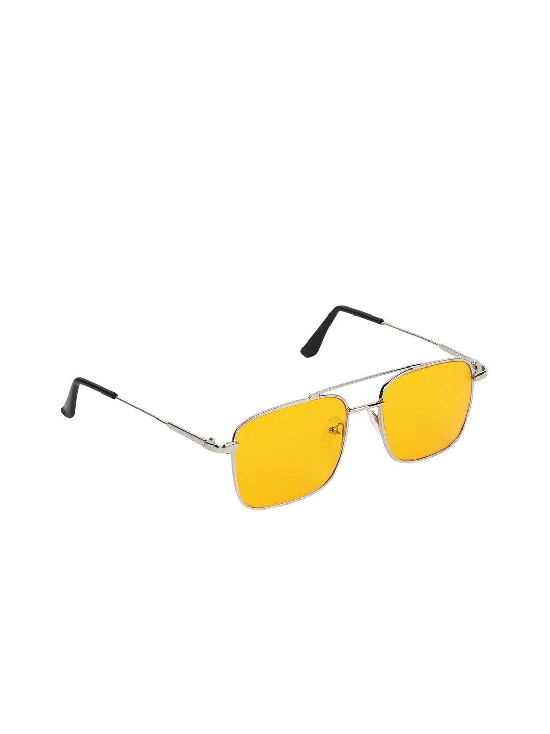 garth unisex yellow lens & silver-toned square sunglasses with uv protected lens