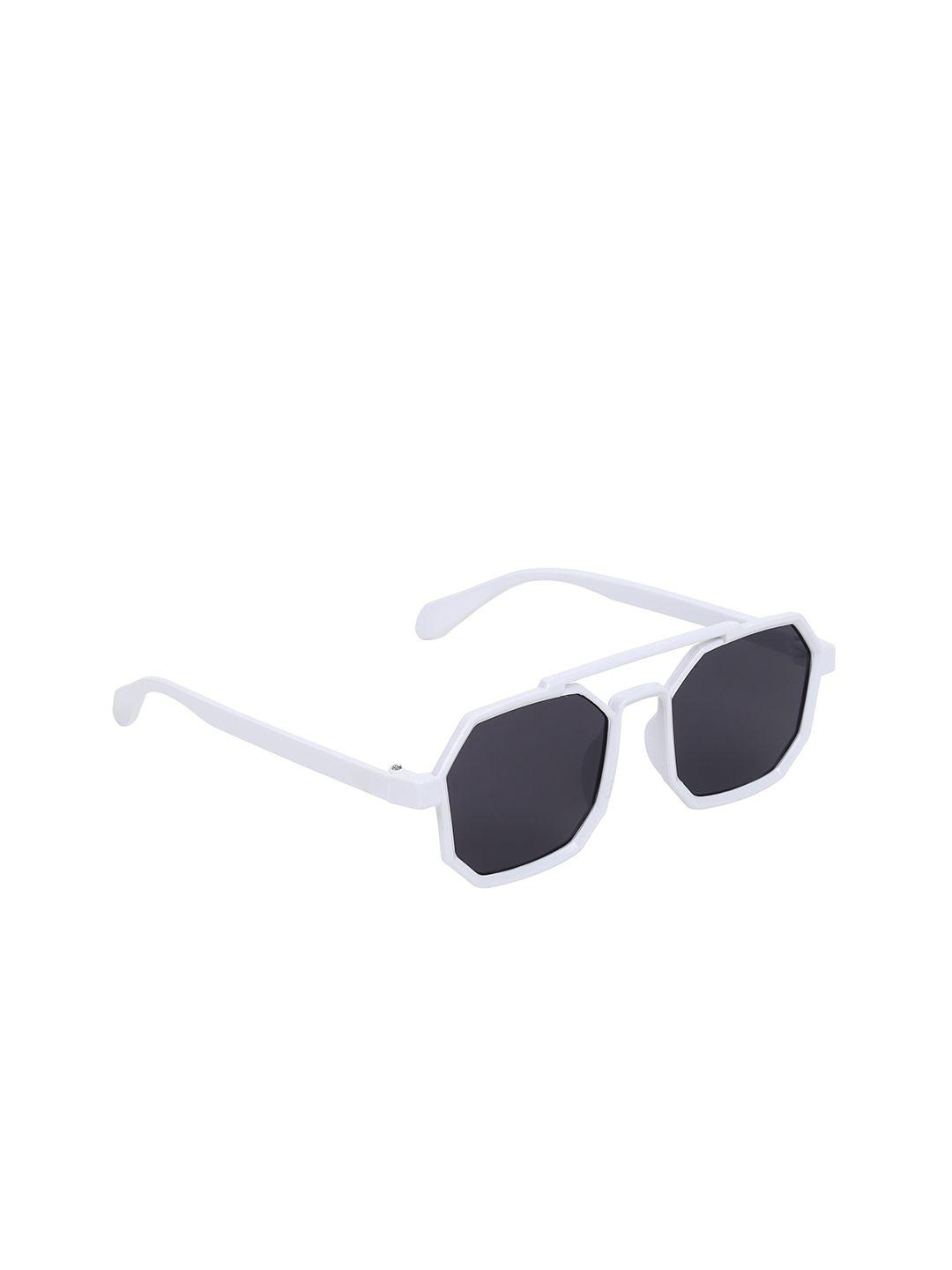 garth unisex black lens & white aviator sunglasses with uv protected lens