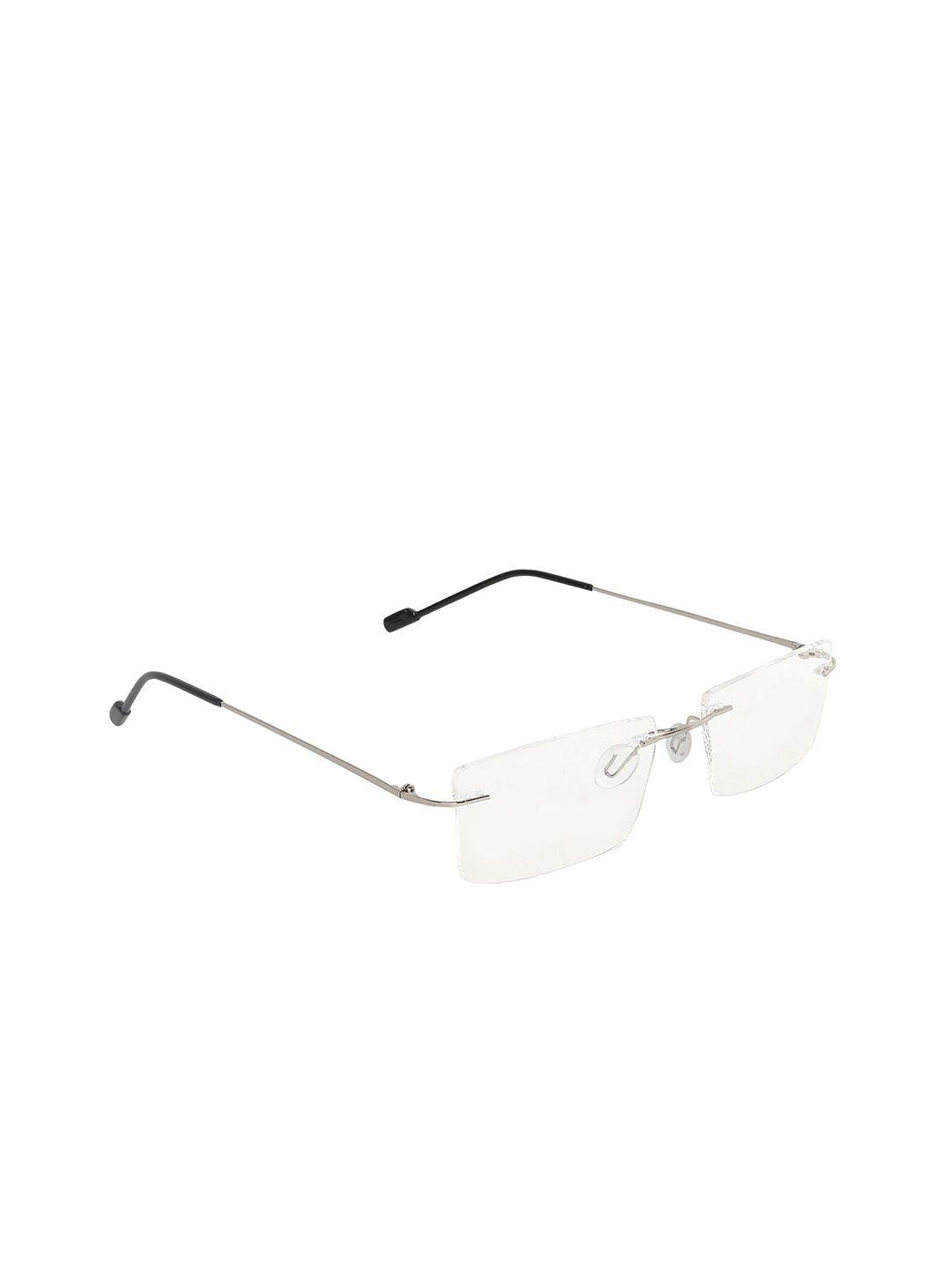 garth unisex clear lens & black rectangle sunglasses with uv protected lens
