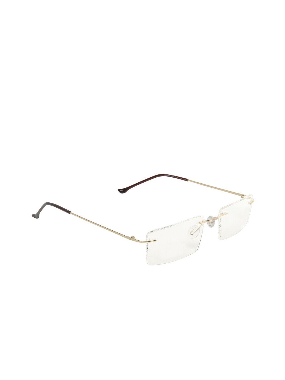 garth unisex clear lens & gold-toned rectangle sunglasses with uv protected lens