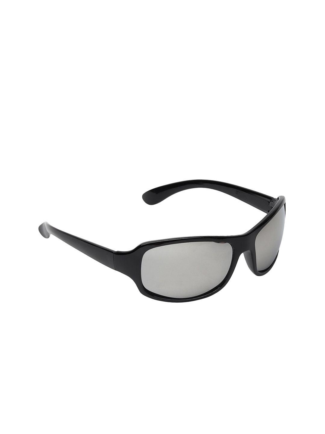 garth unisex grey lens & black sports sunglasses with uv protected lens