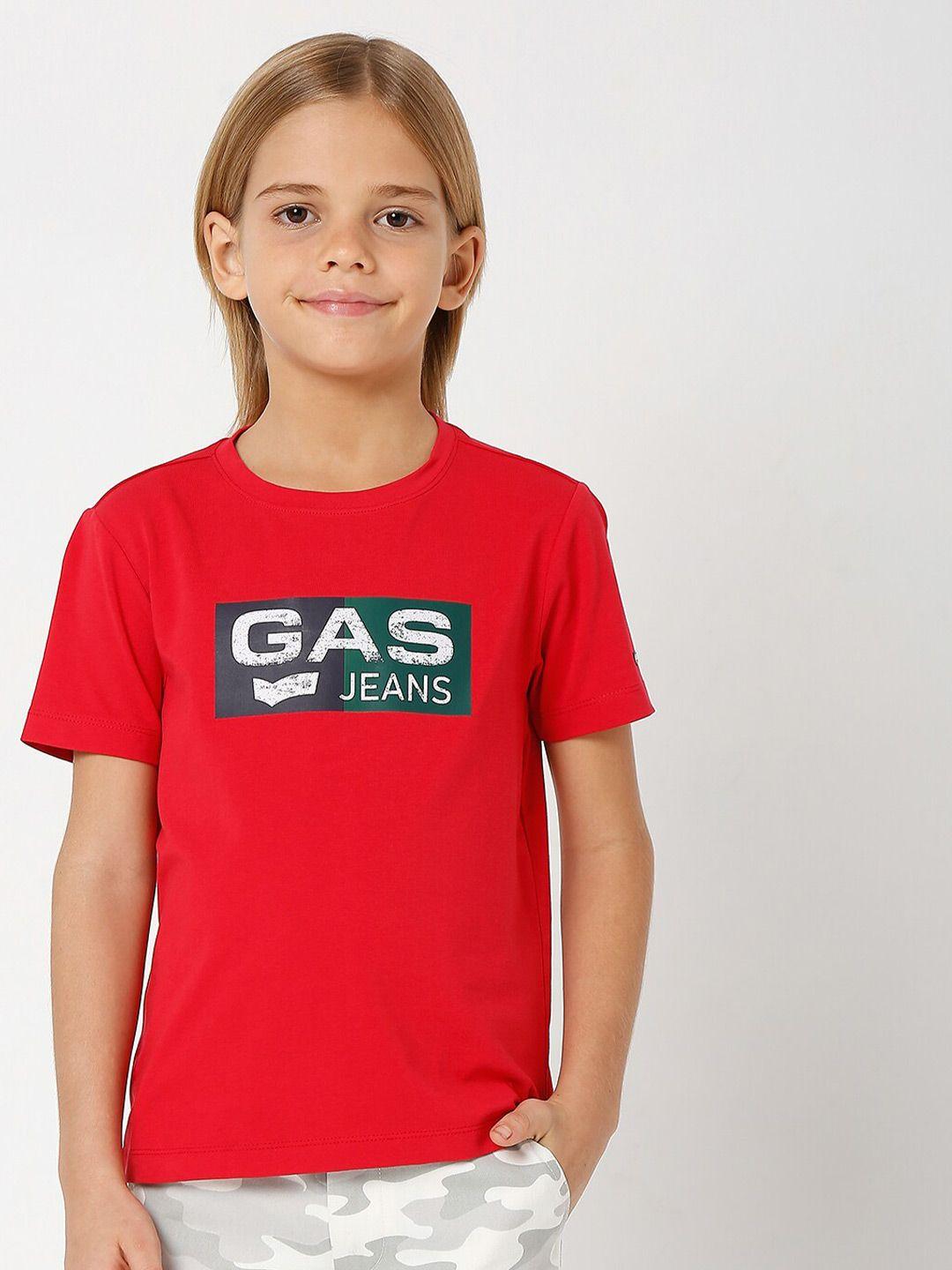 gas boys brand logo printed t-shirt