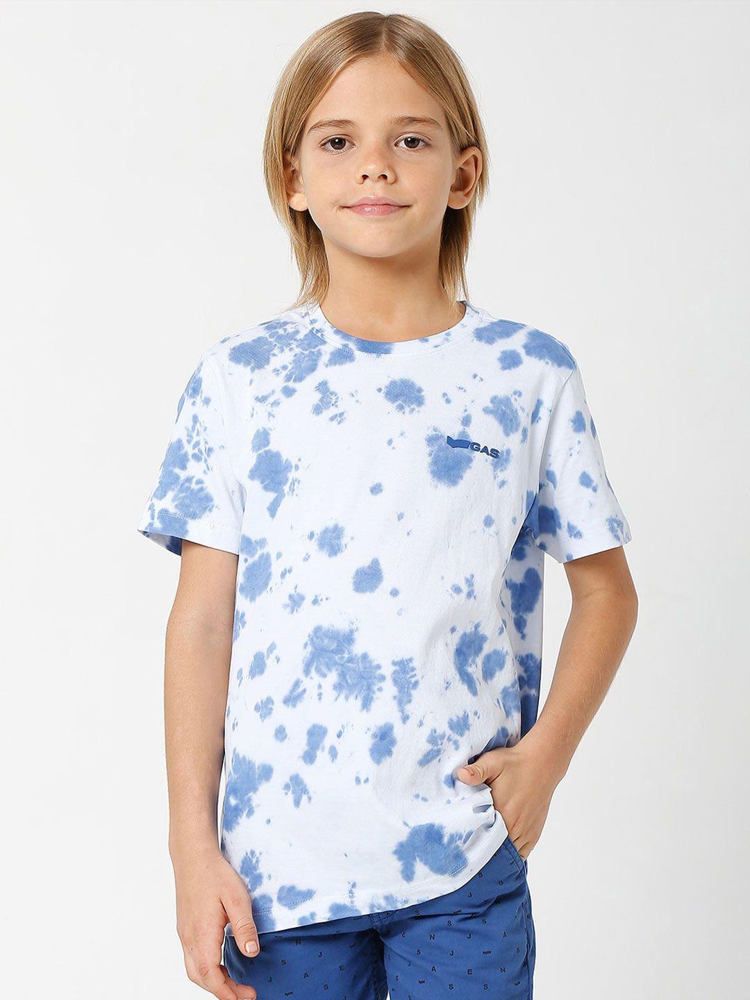 gas boys blue dyed extended sleeves raw edge slim fit t-shirt