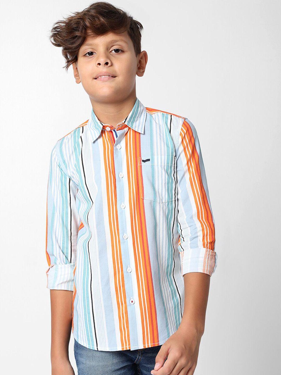 gas boys slim fit multi striped pure cotton casual shirt