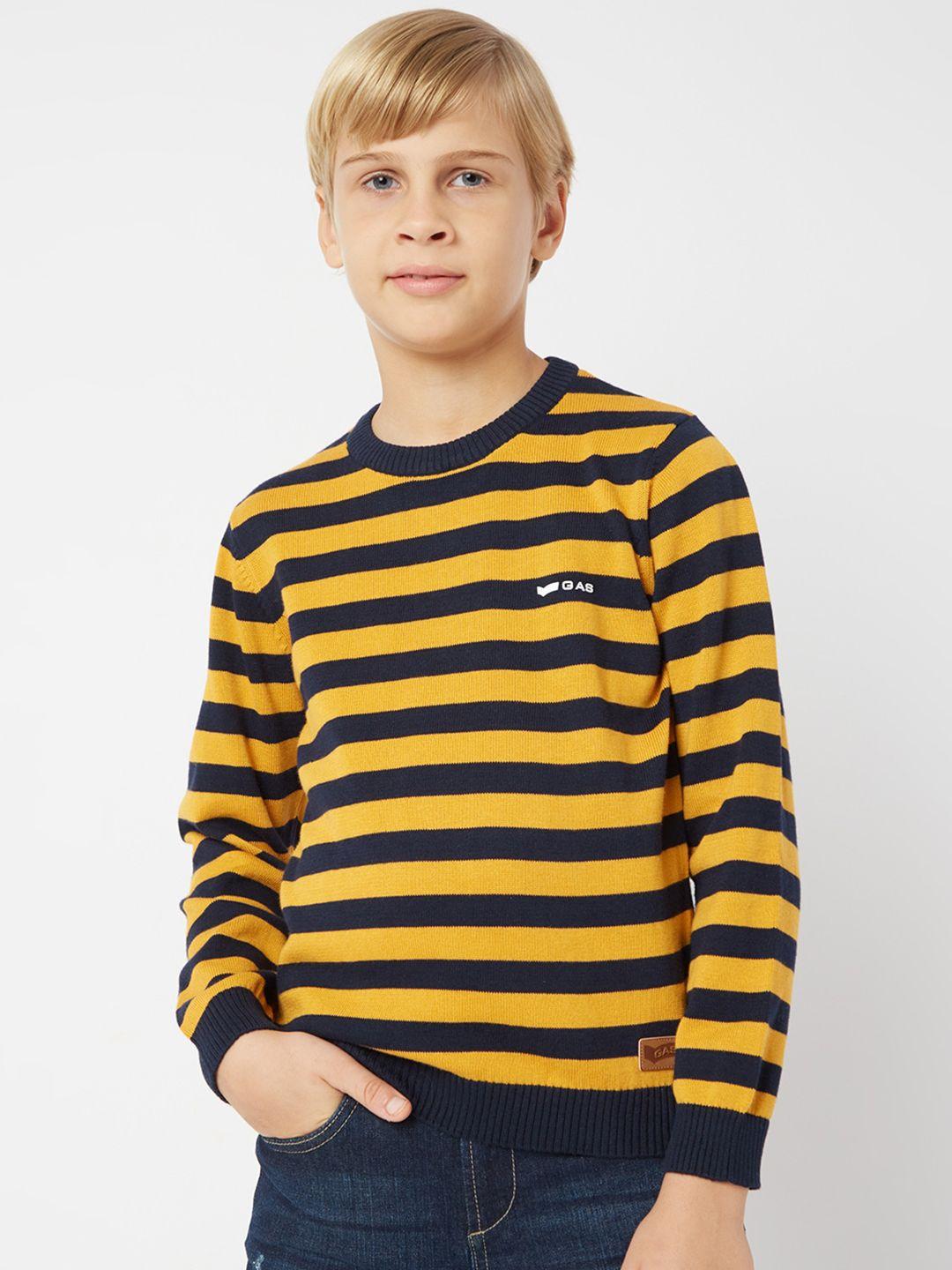 gas boys striped cotton pullover sweater