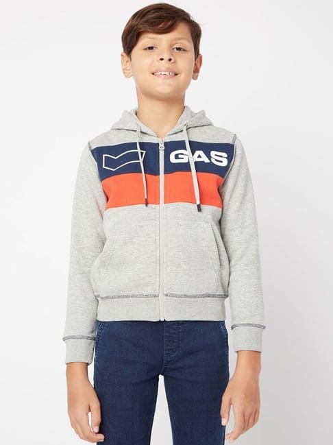 gas kids grey printed full sleeves sweatshirt