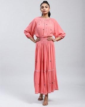 gathered long dress