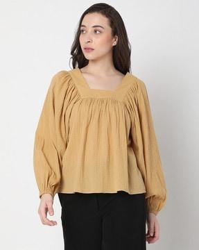 gathered top with raglan sleeves