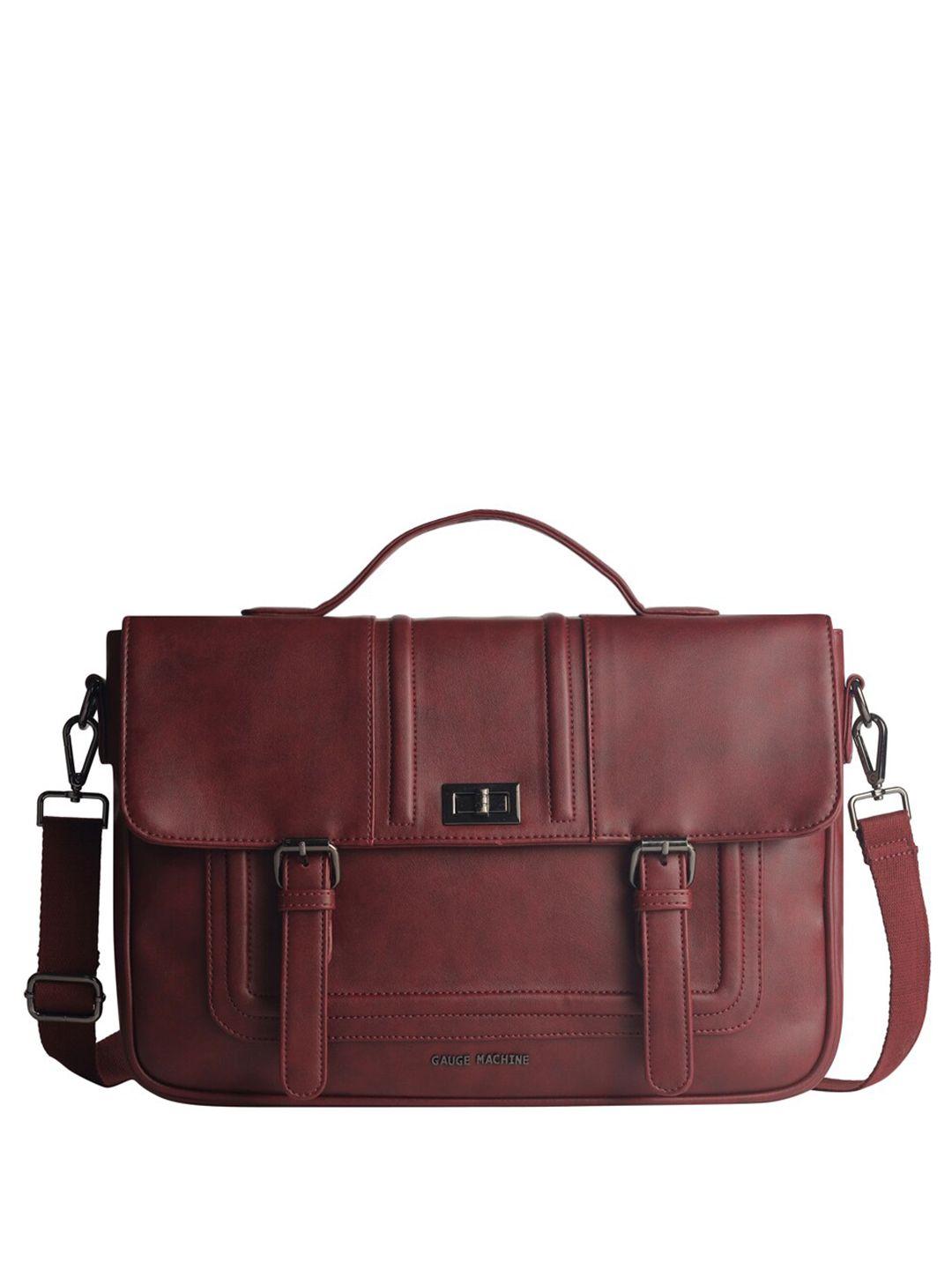 gauge machine unisex leather 15 inch laptop bag