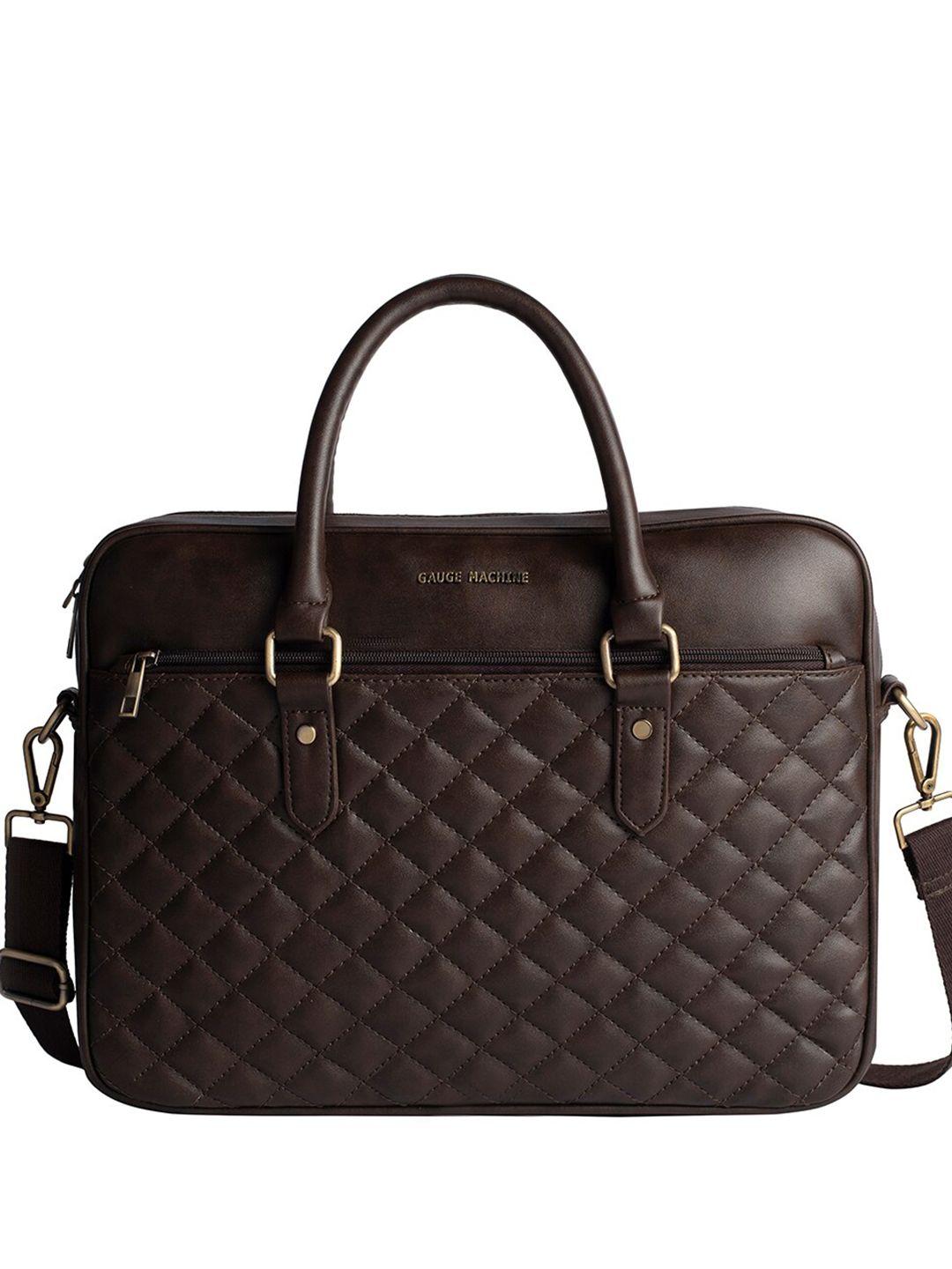 gauge machine unisex quilted leather laptop bag