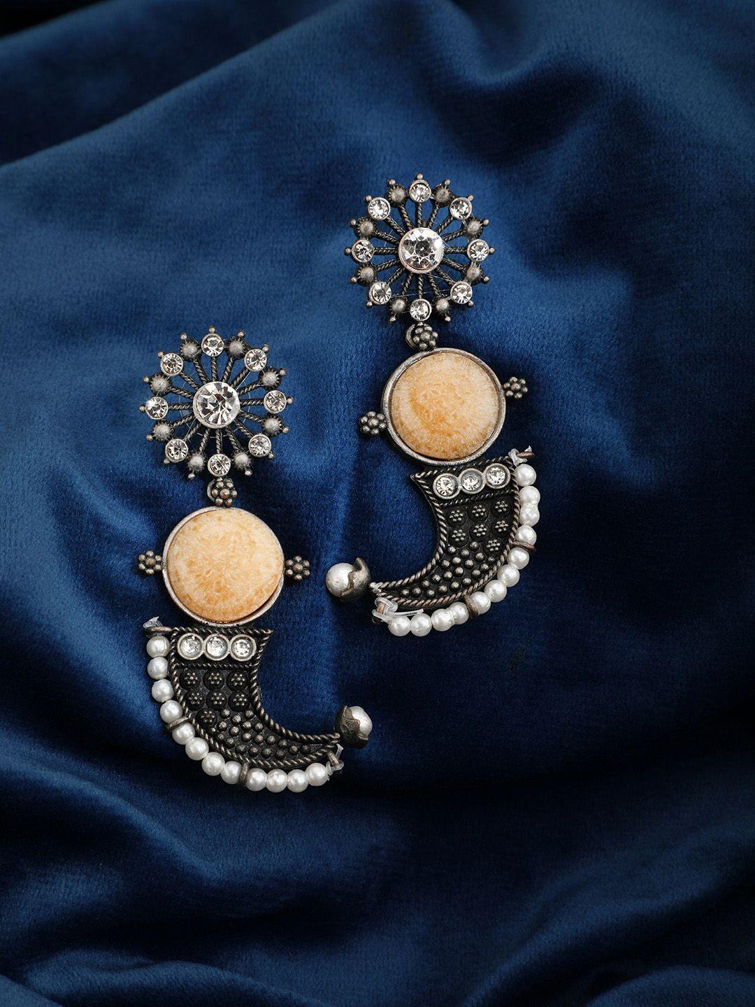 gaura pakhi srone-studded paisley shaped drop earrings