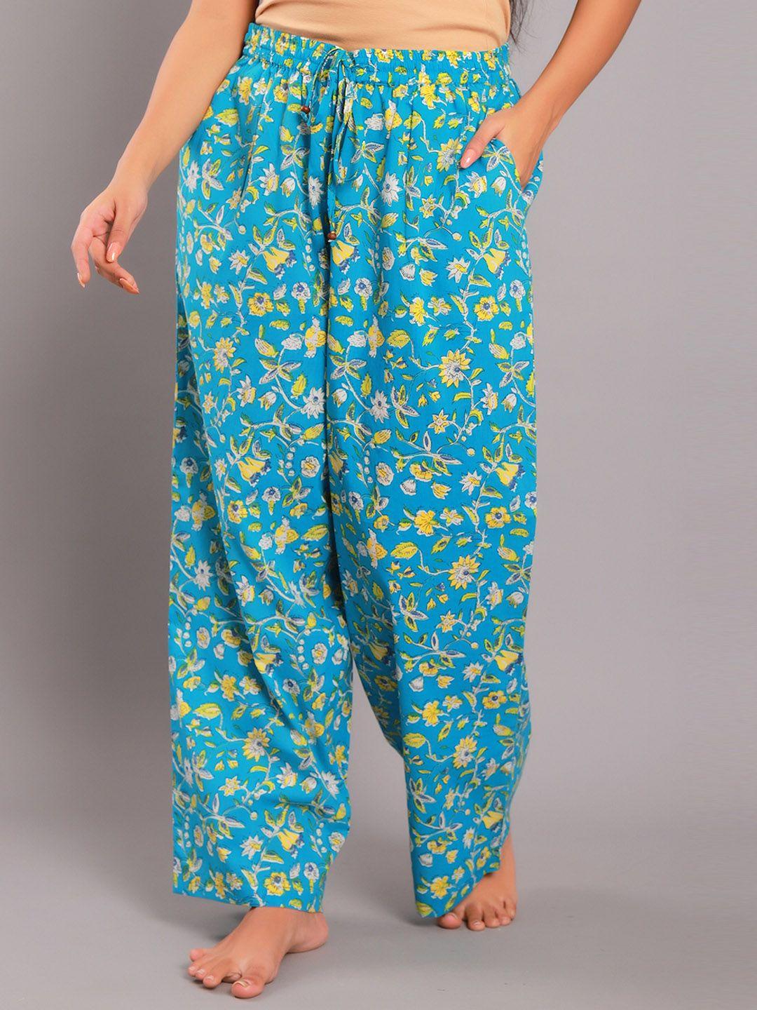 gauranche women blue printed lounge pants