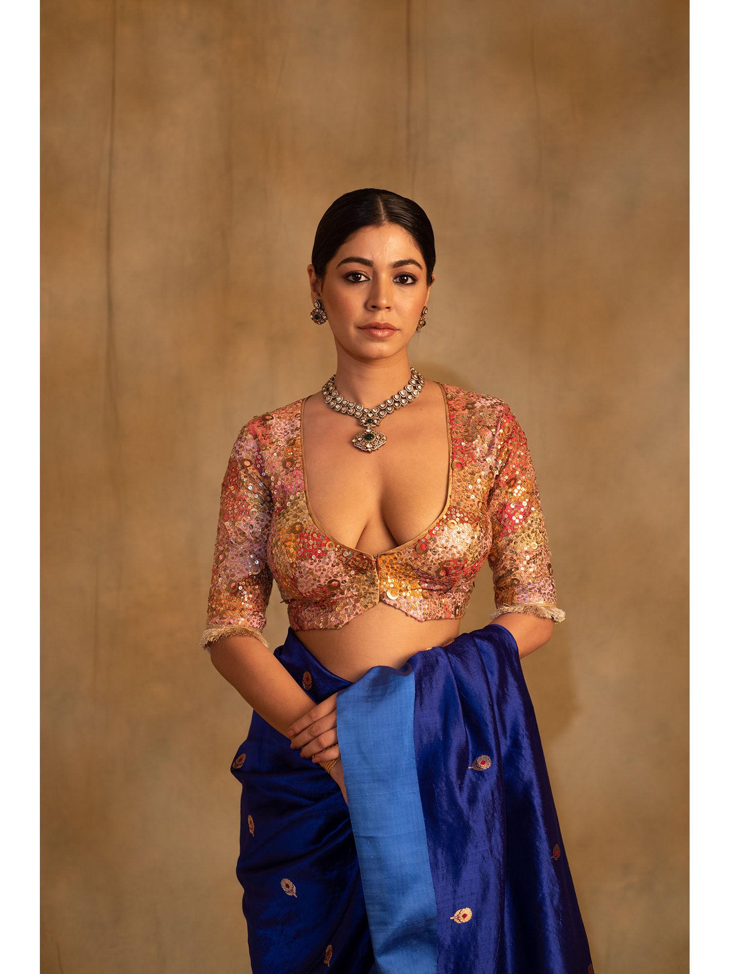 gauransh embellished scoop neck stitched blouse