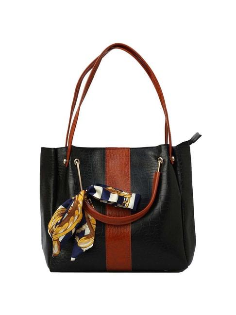 gaurapakhi black textured medium tote handbag