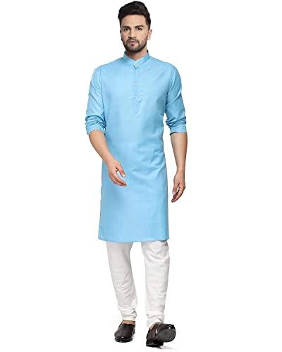 gauri laxmi enterprise cotton blend solid regular men's kurta (pln sky^ 42