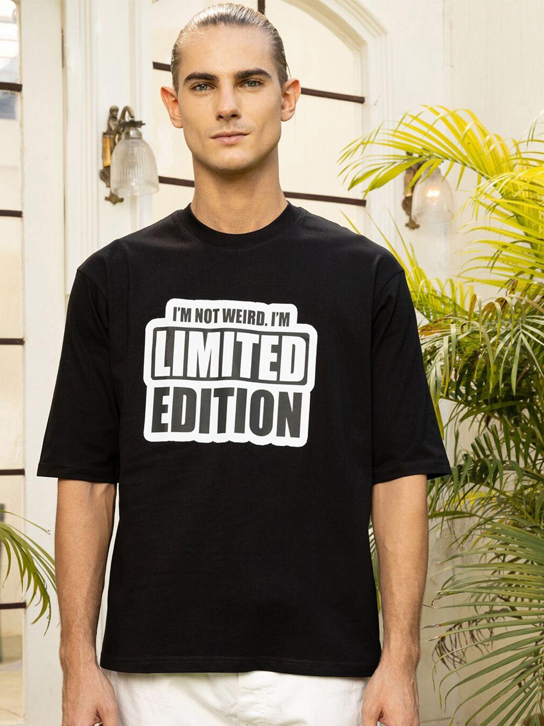 gavin paris unisex black typography printed applique loose t-shirt