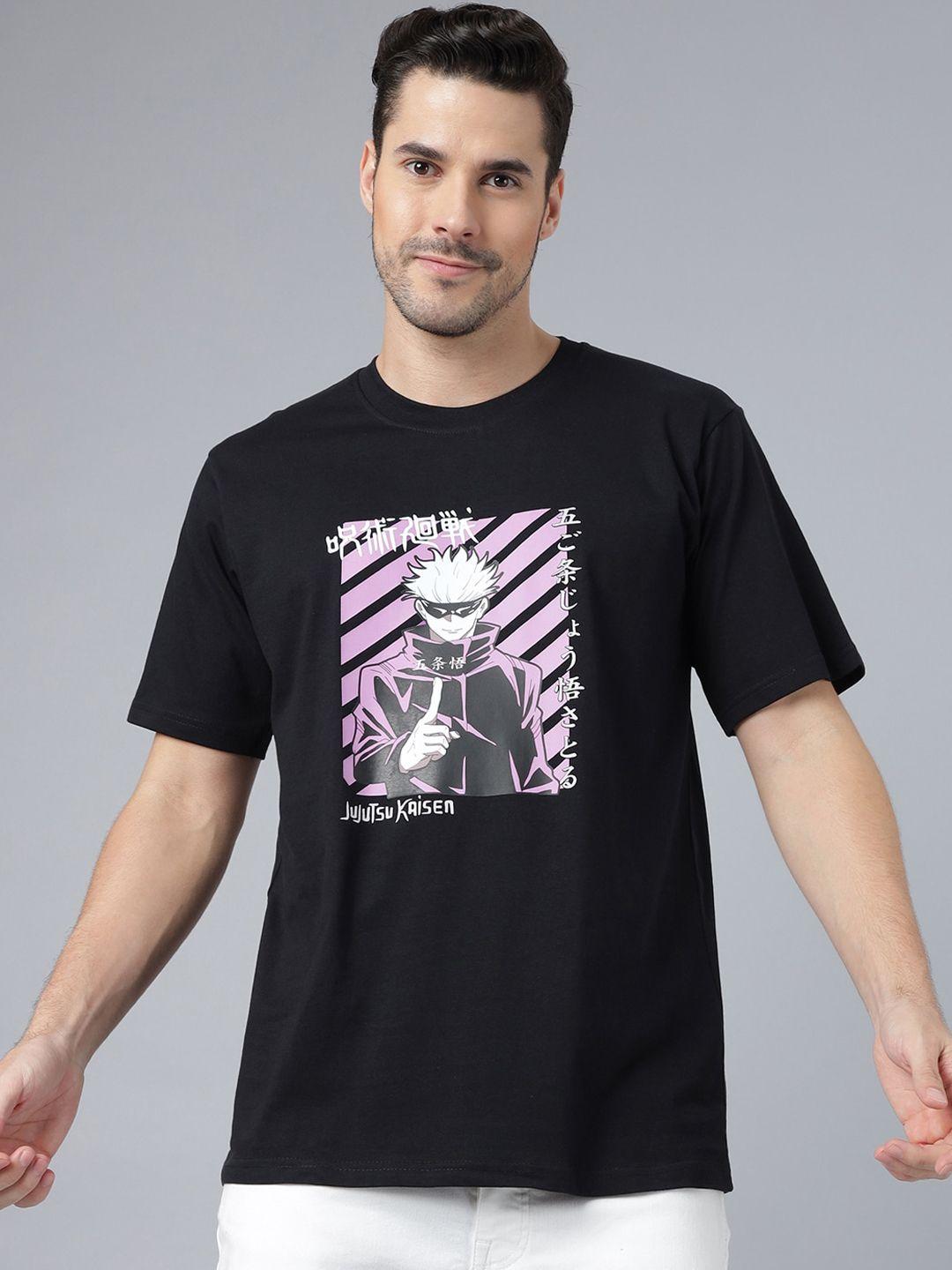 gavin paris black graphic printed pure cotton t-shirt