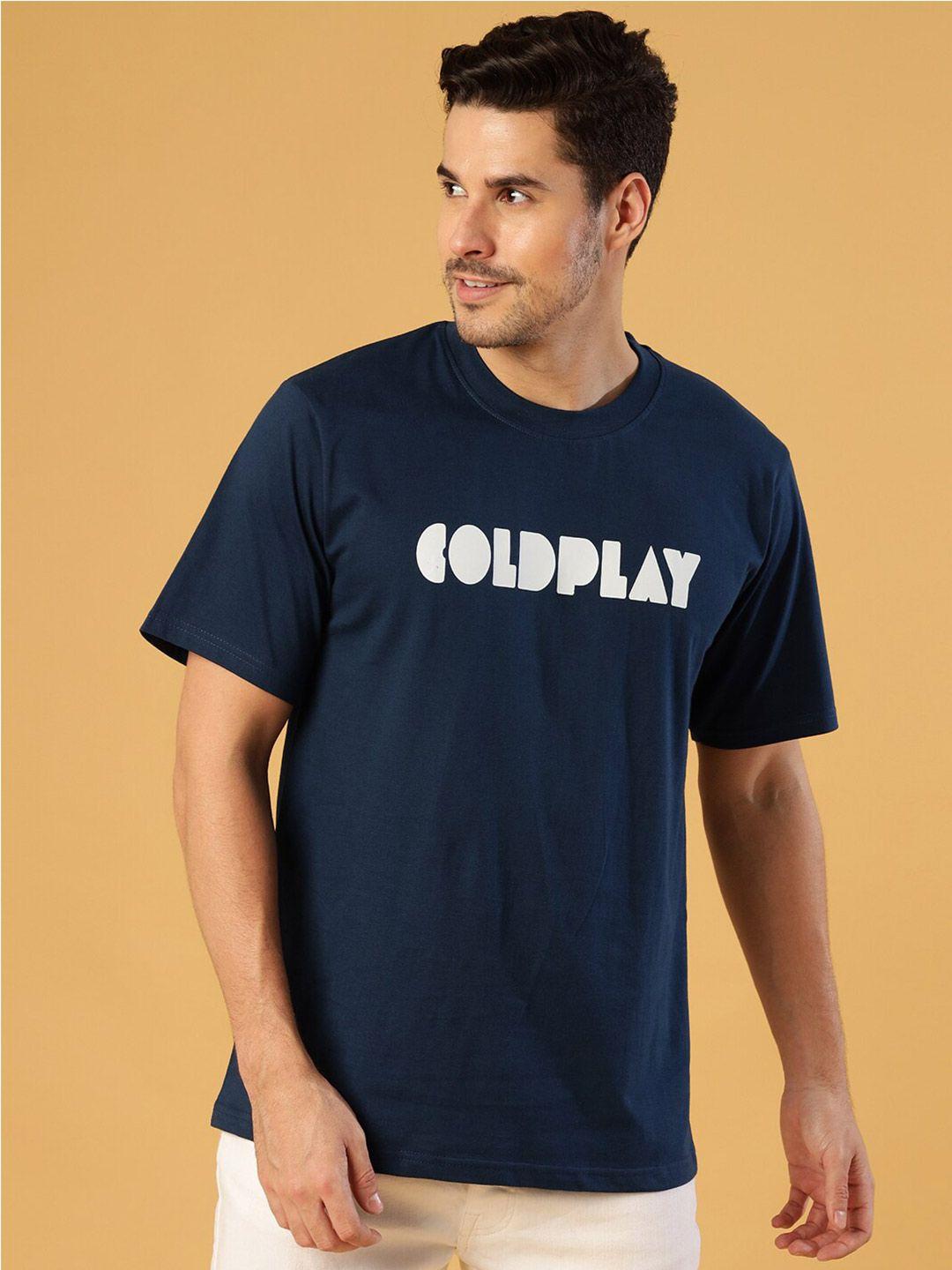 gavin paris blue typography printed pure cotton t-shirt