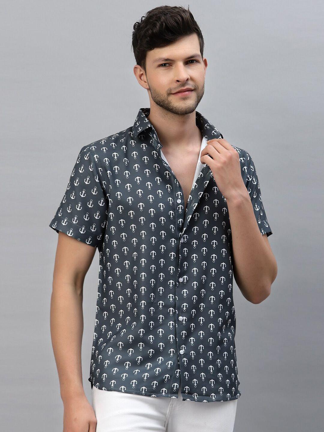 gavin paris conversational printed smart slim fit casual shirt