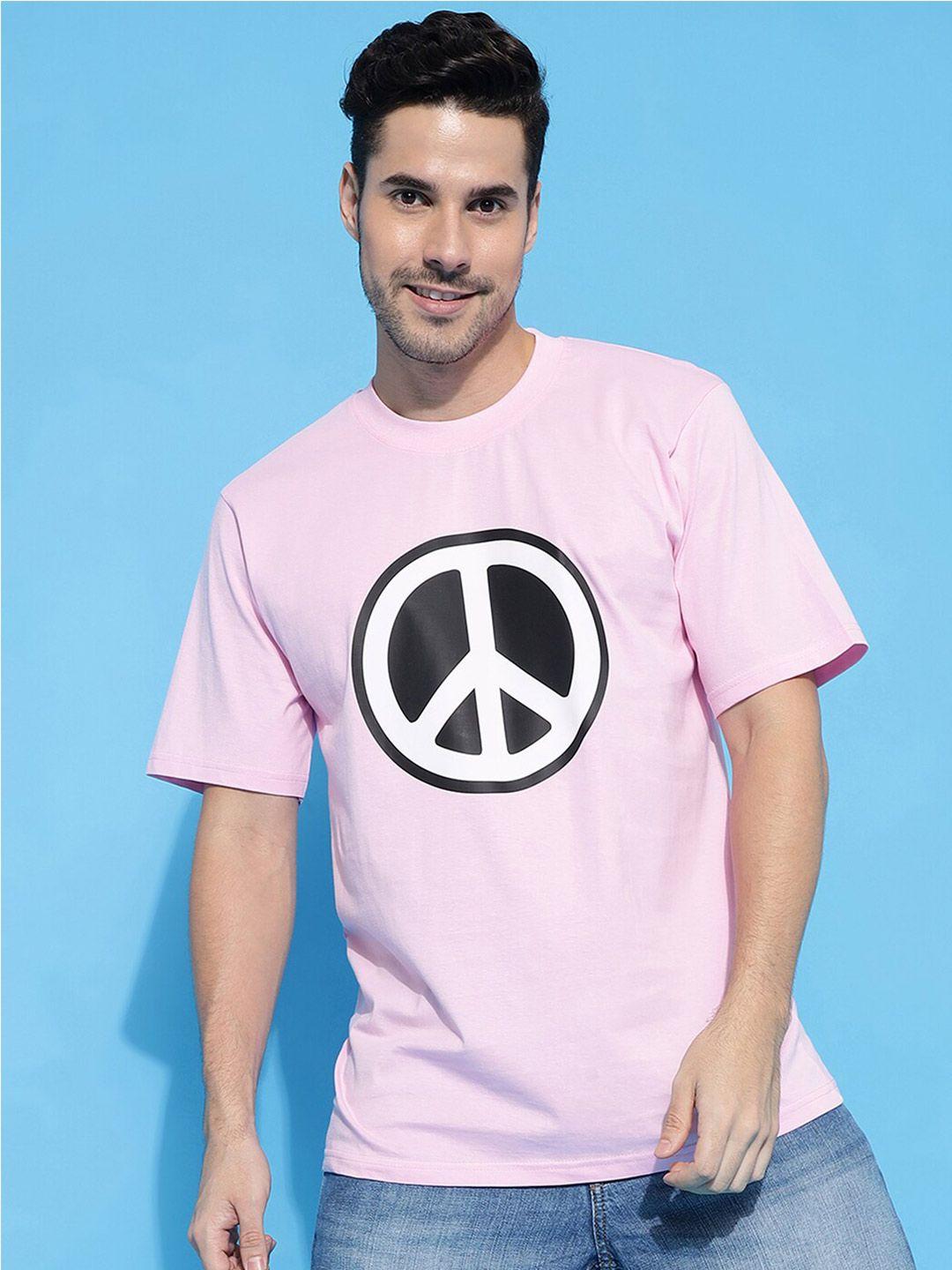 gavin paris men pink pure cotton loose t-shirt