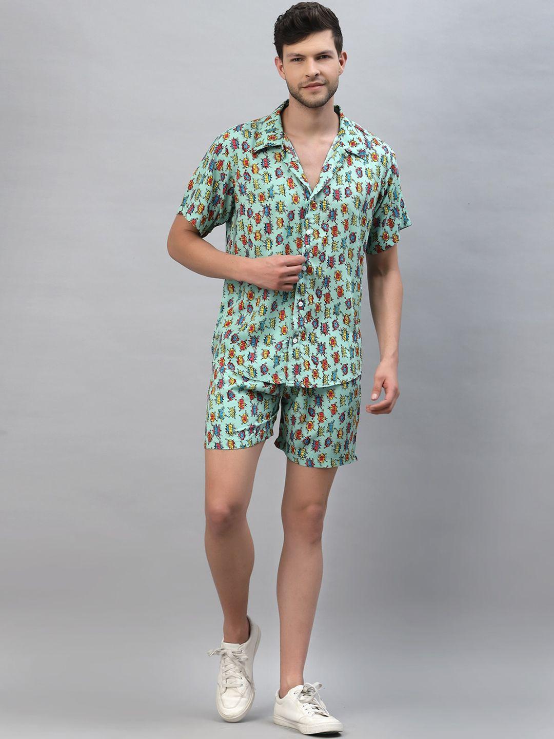 gavin paris printed shirt with shorts co-ords