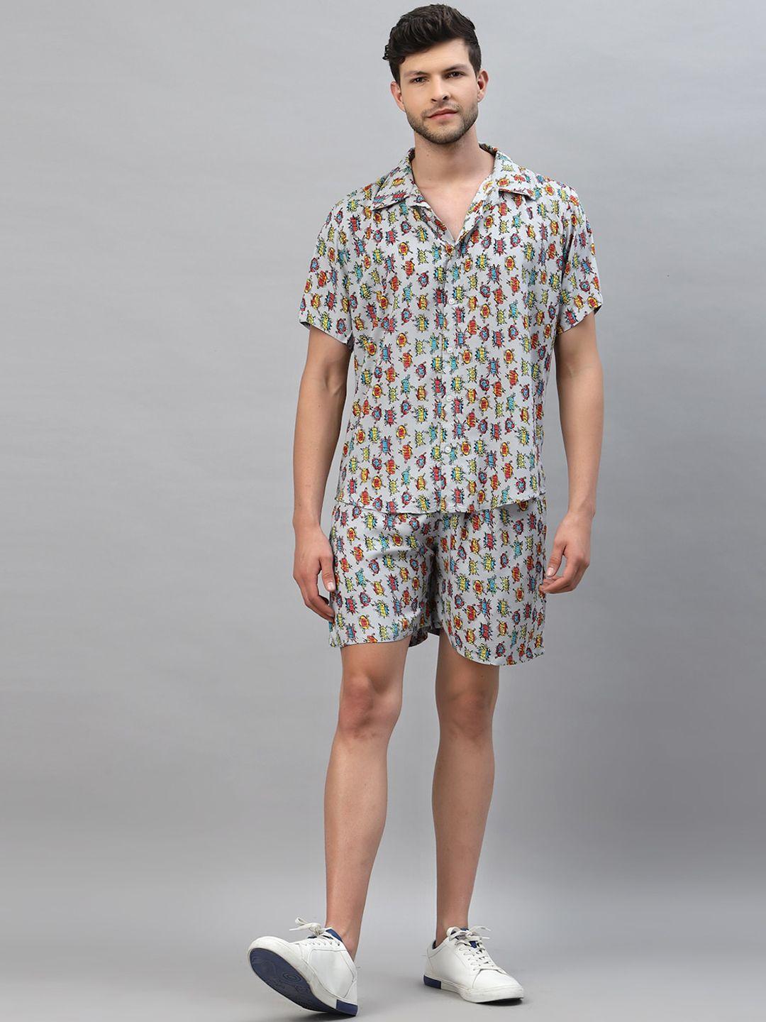 gavin paris printed shirt with shorts co-ords