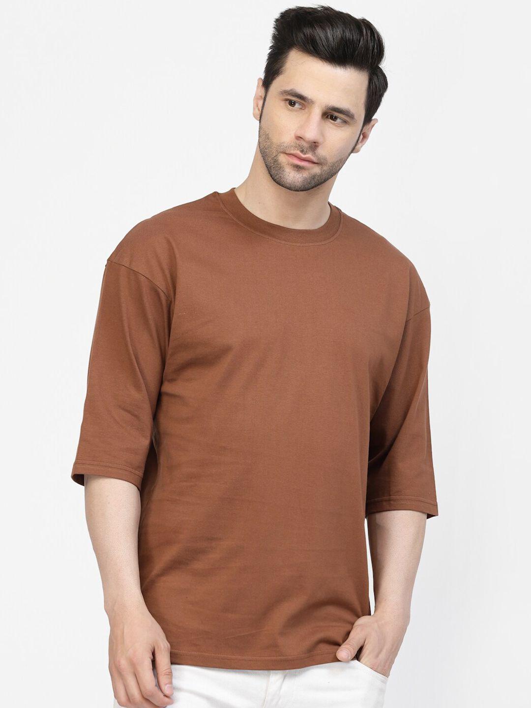 gavin paris unisex brown high neck raw edge t-shirt