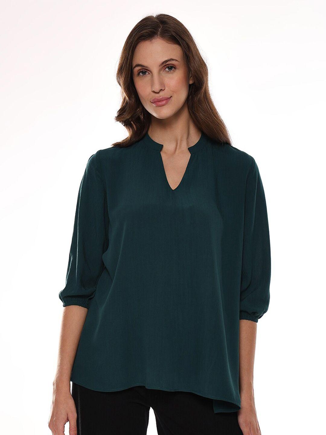 gazillion mandarin collar puff sleeves regular top