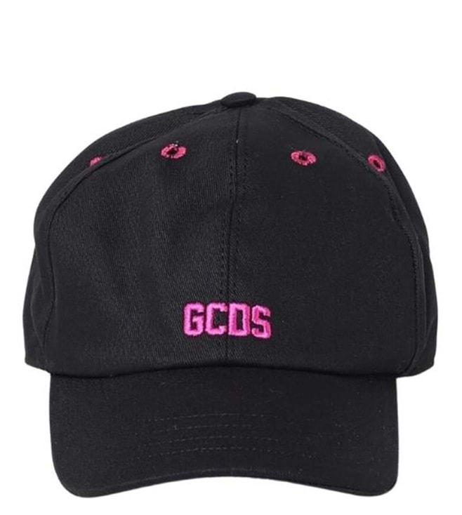 gcds kids black embroidered-logo baseball cap
