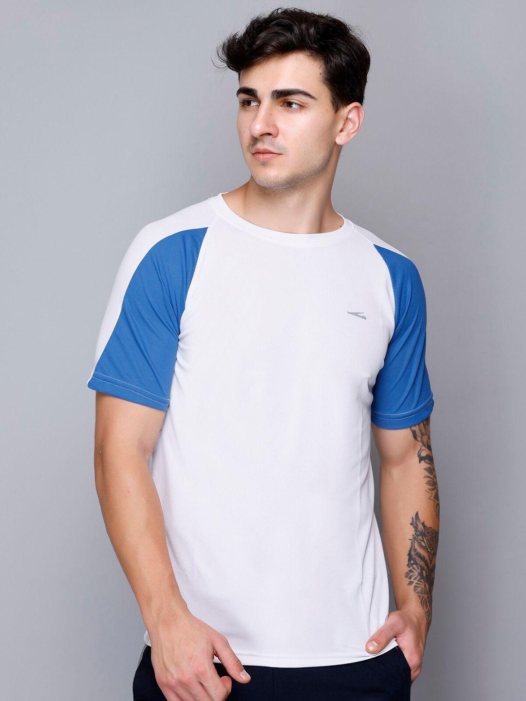 gdx sports men white colourblocked dri-fit pockets t-shirt