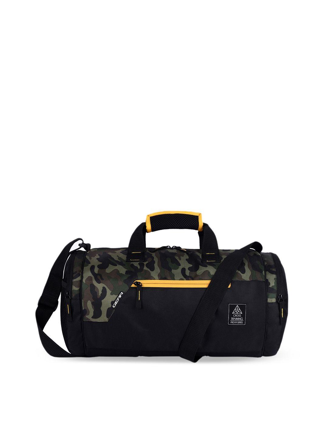 gear khaki colour & black camouflage print duffel bag