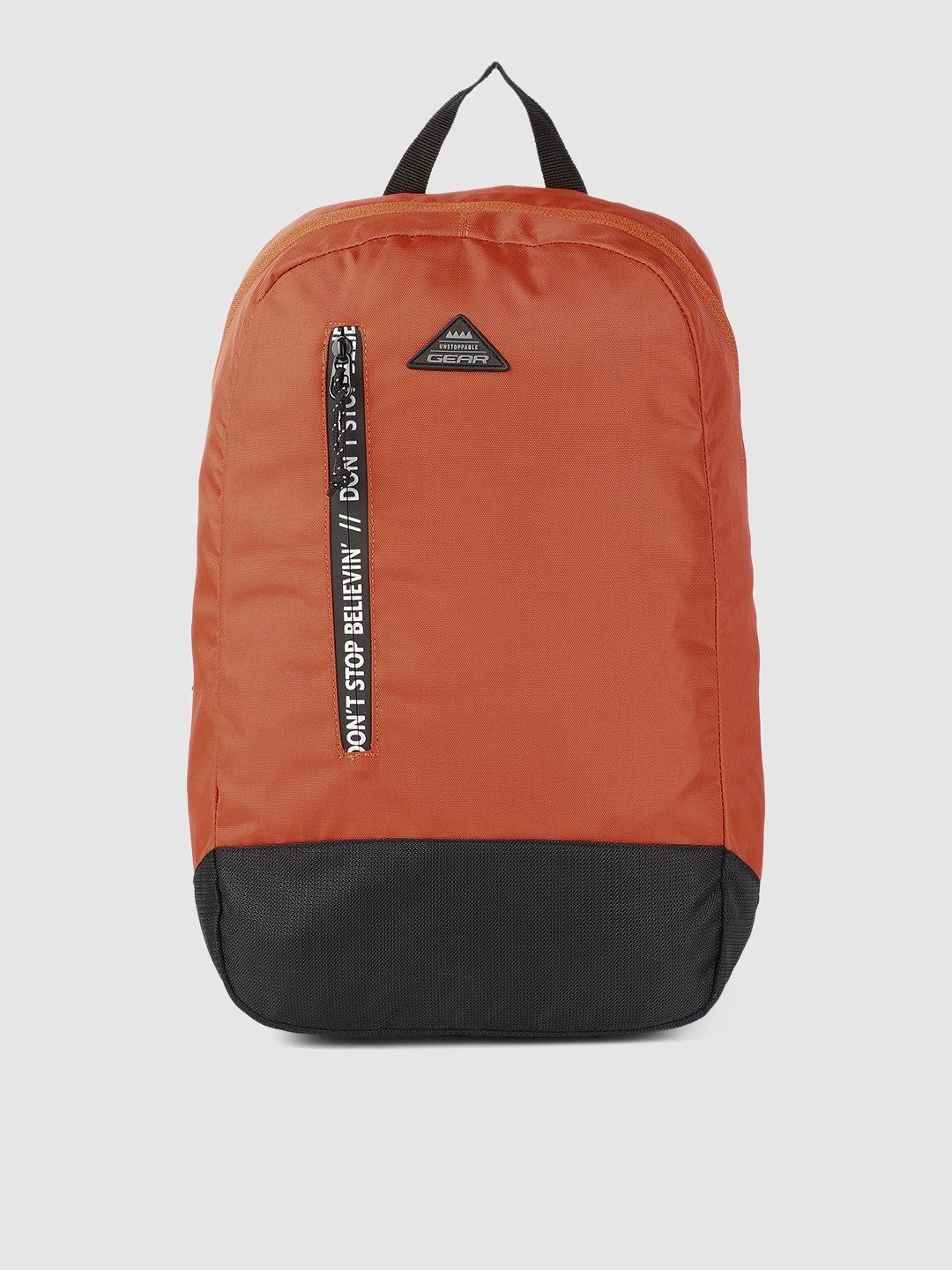 gear unisex orange & black colourblocked superior backpack
