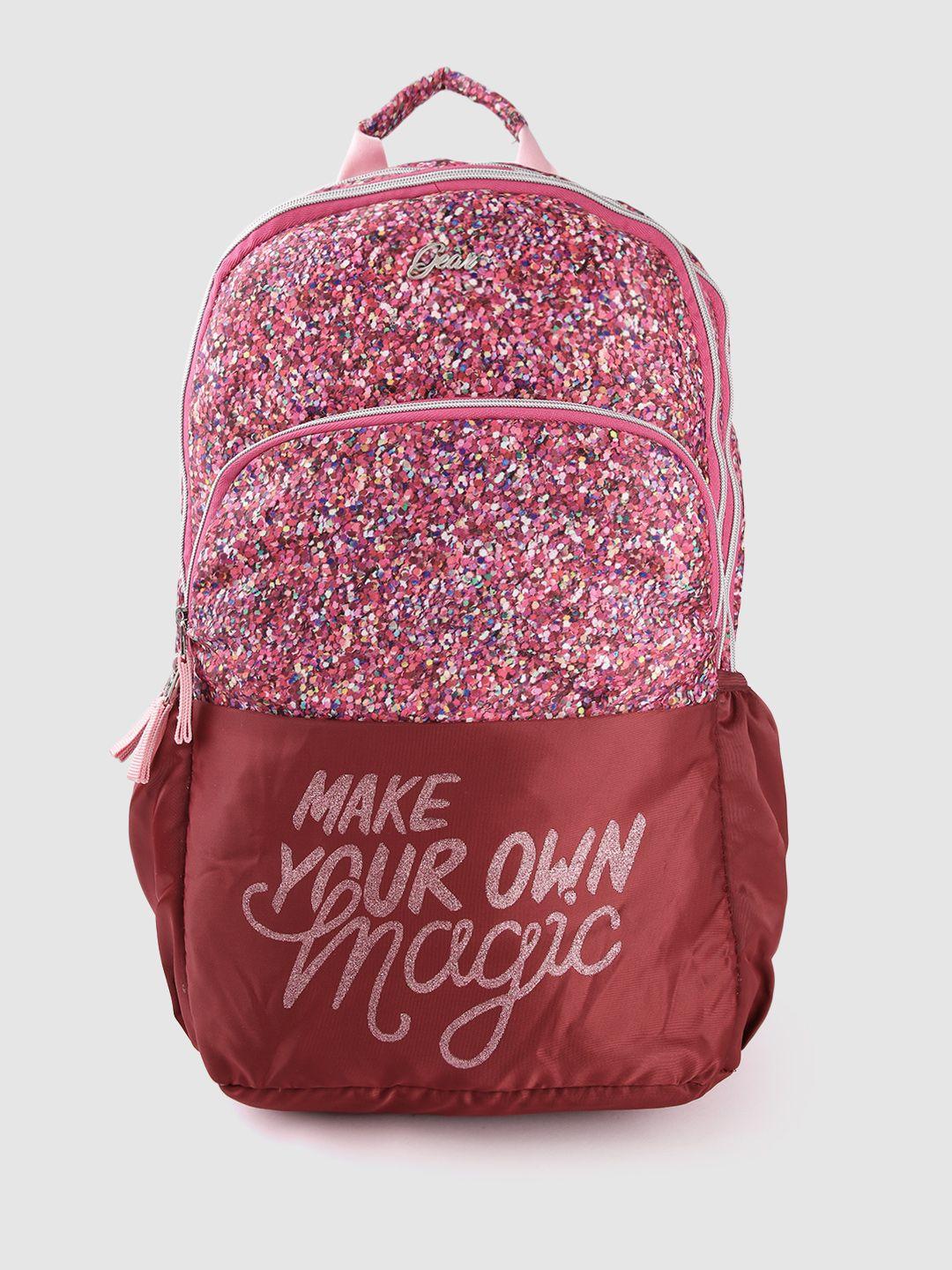 gear kids abstract printed laptop backpack with glittery effect -32l