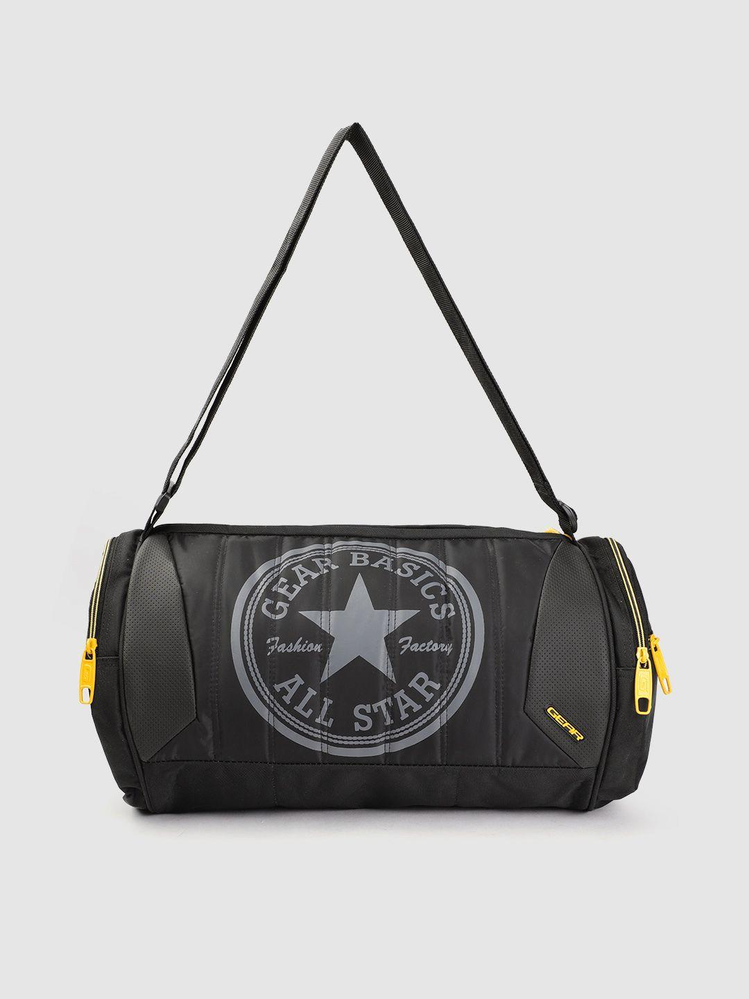 gear unisex black & grey printed duffle bag