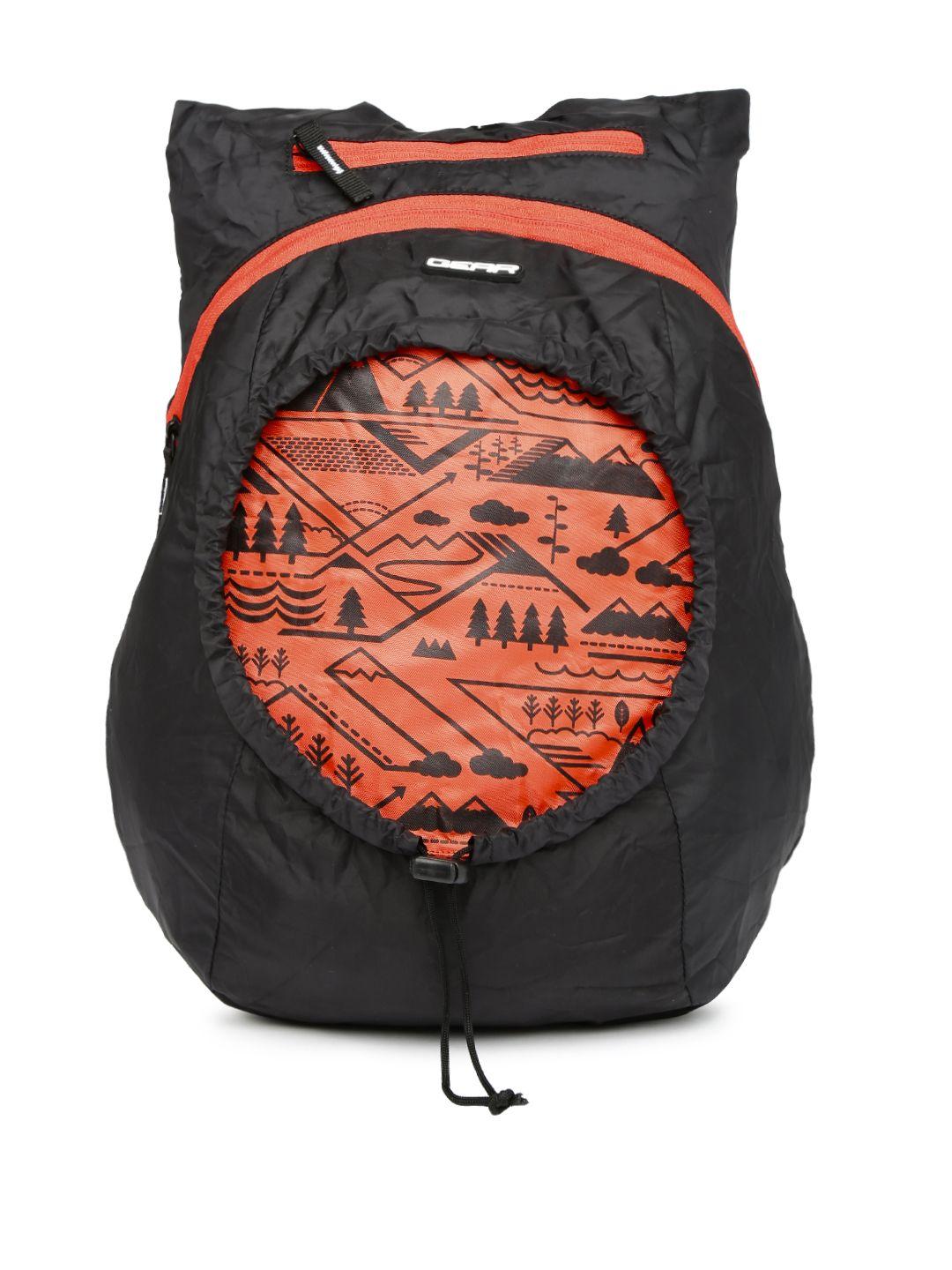 gear unisex black & orange foldable backpack