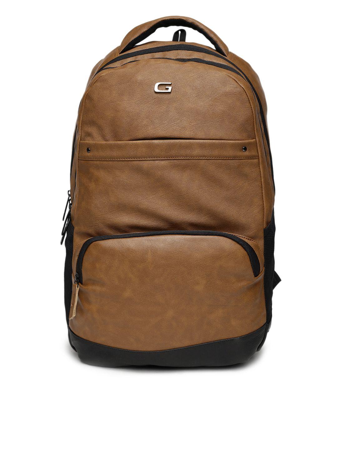 gear unisex brown faux leather solid backpack