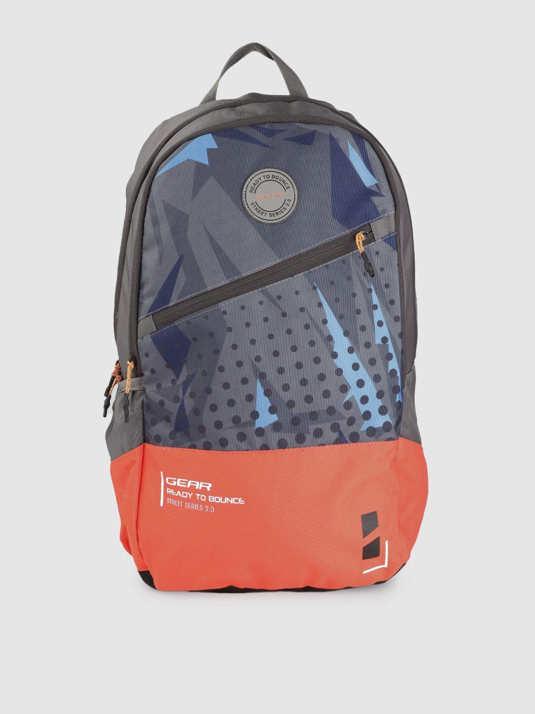 gear unisex grey & orange geometric print 16 inch laptop backpack